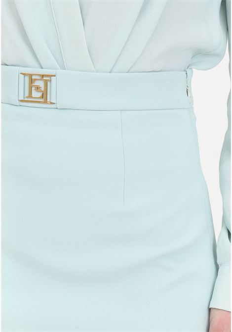 Aqua green women's skirt with golden metal logo ELISABETTA FRANCHI | GOT0341E2BV9